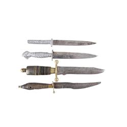 Lot of 4 Bowie Knives 3 are Mexican and 1 Korium is made in Germany, shows heavy pitting and age.3 a
