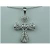 Image 1 : Very Fine 14K WG Ladies Cross Pendant Custom made antique design, pave set with over 46 round diamon