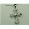Image 2 : Very Fine 14K WG Ladies Cross Pendant Custom made antique design, pave set with over 46 round diamon