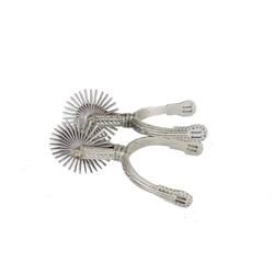 Pair of Spanish Large Rowel Nickel Plated Spurs