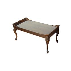 Mahogany Coffee Table, Circa 1920s Cabriolet, book match veneer, plus pie crust lamp table, both nee