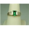 Image 1 : Hi-Quality 14K YG Ladies Custom Made Ring Set with a center Chatham style color emerald weighing app