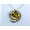 Image 1 : Pleasant 10K Yellow Gold Ladies Pendant Set with a center emerald cut Citrine weighing approx. 3.00 