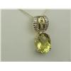 Image 2 : Terrific 14K YG Ladies Custom Design Pendant Set with a center oval lemon quartz and pave set diamon