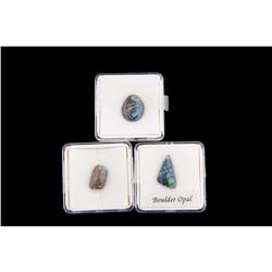 Collection of 3 Loose Opals A Yowah 7.9et, 4.74, and 6.05.A Yowah 7.9et, 4.74, and 6.05.