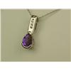 Image 2 : Elegant 14K White Gold Ladies Pendant Set with a fine pear shape Amethyst and high quality channel s
