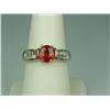 Image 1 : Ladies 14K 2-Tone Gold Custom Made Ring Set with a fine center reddish/orange sapphire weighing 1.58