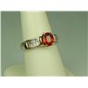 Image 2 : Ladies 14K 2-Tone Gold Custom Made Ring Set with a fine center reddish/orange sapphire weighing 1.58