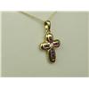 Image 1 : Beautiful 14K Yellow Gold Ladies Cross Fine set with rubies and diamonds weighing approx. 0.50 carat