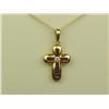 Image 2 : Beautiful 14K Yellow Gold Ladies Cross Fine set with rubies and diamonds weighing approx. 0.50 carat