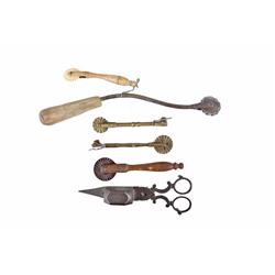 Bonanza Lot of Antique Pastry Cutters Some brass, some iron, some wood, and one very old candle trim