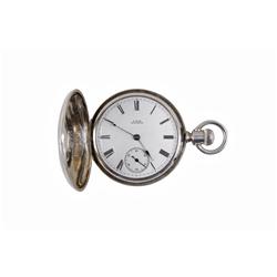 Waltham 1878 Hunter Case Pocket Watch 16 size, silver plated, SW/LS, in working condition.16 size, s
