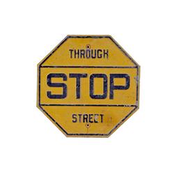 Early Yellow "Stop" Sign In overall fair condition, some losses to the polychrome finish.In overall 