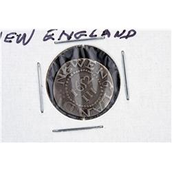 Very Rare 1652 Pine Tree 3 Pence Coin Marked "New England"Marked "New England"