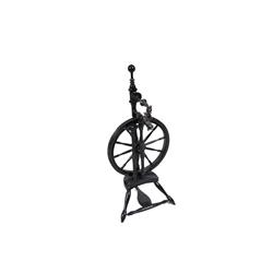 Very Early Pedal Operated Spinning Wheel Black polychrome finish.Black polychrome finish.