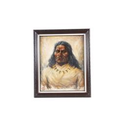 Original Oil on Canvas "Pawnee Killer Sioux" By Evans, image size is 31"x23".By Evans, image size is
