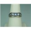 Image 2 : Elegant 10 White Gold Ladies Ring Set with 3 oval Tanzanites and side diamonds weighing approx. 0.60