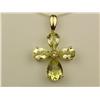 Image 1 : Dazzling 10K YG Ladies Cross Design Pendant Set with custom cut lemon quartz weighing approx. 5.00 c