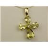 Image 2 : Dazzling 10K YG Ladies Cross Design Pendant Set with custom cut lemon quartz weighing approx. 5.00 c