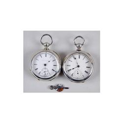 Collection of 2 Silver Plated Pocket Watches Both are Illinois Watch Co., open face, dated 1852 KW/K