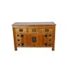 Image 1 : Asian Elm Sideboard Cabinet Measures 35"x53"x20", a square cornered cabinet with miter joints, three