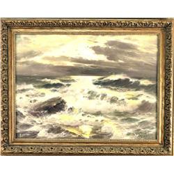 Oil On Canvas Depicting a Seascape Signed "Derera" possibly Erick Von Derera.Signed "Derera" possibl