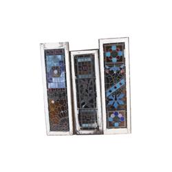 3 Framed Stained Glass Windows From the turn of the century, show age, some minor cracks and distres