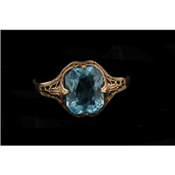 Art Deco Ladies Topaz Ring Set in 14K gold with a very fine filligre type design.Set in 14K gold wit