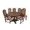 Image 1 : Walnut Round Dining Set Includes 2 leaves, table pads, and 6 matching chairs with cane backs and uph