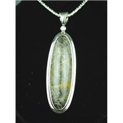 Exquisite Ladies Custom Made Silver Necklace Very large, bezel set with a fine Rutile Quartz crystal