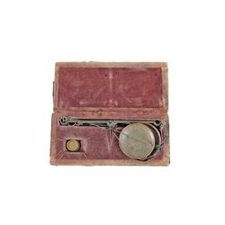 Antique Miners Hand Held Scale In leather case with an American Eagle stamped on top.In leather case