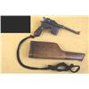 Image 1 : Mauser Broomhandle Cal .30 SN:118763 Semi-auto pistol, 7 1/2" barrel, matte blue finish, grooved woo