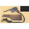 Image 2 : Mauser Broomhandle Cal .30 SN:118763 Semi-auto pistol, 7 1/2" barrel, matte blue finish, grooved woo