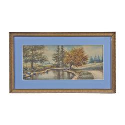 Original Watercolor on Paper By noted Pennsylvania artist Francis Marion Dyer, from the early 20th c