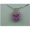 Image 1 : Dazzling 10K White Gold Ladies Pendant Set with a center square pink topaz weighing approx. 2.00 car