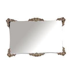 Large Entry Mirror Ornamental floral gilded decorations to edges, beveled glass, measures 58"Lx38"H.