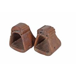 Matching Pair of Spanish Colonial Stirrups Made of carved wood.Made of carved wood.