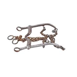 Mexican Inlaid Silver Bit Marked HMOZOC Pueblo on mouth piece.Marked HMOZOC Pueblo on mouth piece.