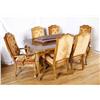 Image 1 : Dining Room Table & Six Chairs French Provincial pecan table (five side & one captain chair with ora