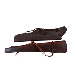 Collection of 2 Brown Leather Rifle Scabbards One is stamped Boise, ID.; the other is not marked.One