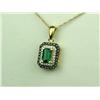 Image 2 : Irresistible 14K Yellow Gold Ladies Necklace Set with a center fine created emerald weighing over 0.