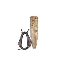 Leather Cow Collar & Wooden Tombstone