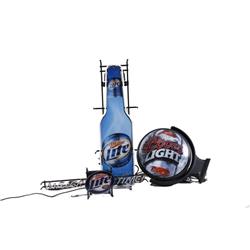 Collection of 3 Lighted Beer Signs One Coors Light & one Miller Lite, both in non-working condition,