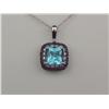 Image 1 : Hi-Quality 10K WG Ladies Designer Pendant Made and signed LEZ'ORO set with a center cushion but blue