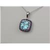 Image 2 : Hi-Quality 10K WG Ladies Designer Pendant Made and signed LEZ'ORO set with a center cushion but blue