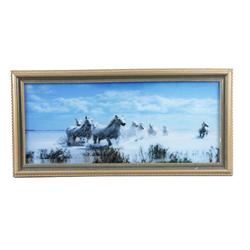 Lighted 3D Framed Picture of Running Horses Has galloping sound controls.Has galloping sound control