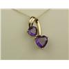Image 1 : Ladies 14K YG Custom Made Pendant Set with 2 fine heart shape Amethyst weighing approx. 2.00 carats 