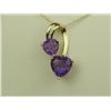 Image 2 : Ladies 14K YG Custom Made Pendant Set with 2 fine heart shape Amethyst weighing approx. 2.00 carats 