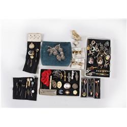 Large Lot of Antique Pins Including hat pins, Art Deco sweater pins, one very nice early 19th centur