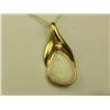 Image 2 : Nice 14K YG Ladies Custom Made Pendant Bezel set with a fine play of color Australian opal and bezel
